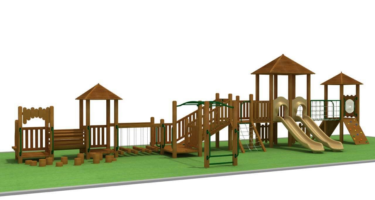 木制游乐产品-幼儿园滑梯组合